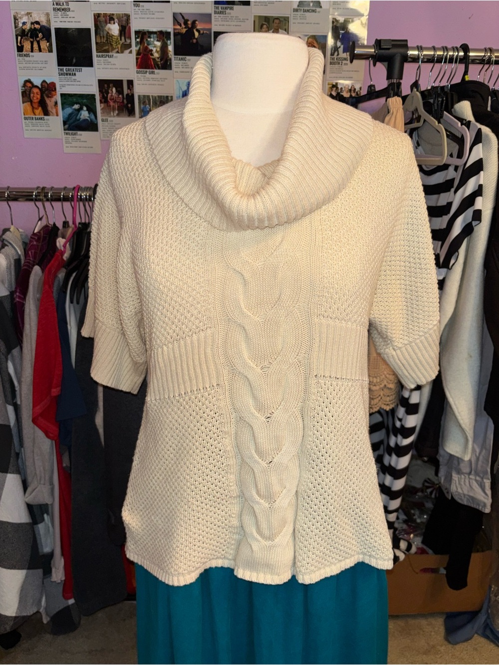 Calvin Klein Jeans Cream Cable Cowl Neck Sweater